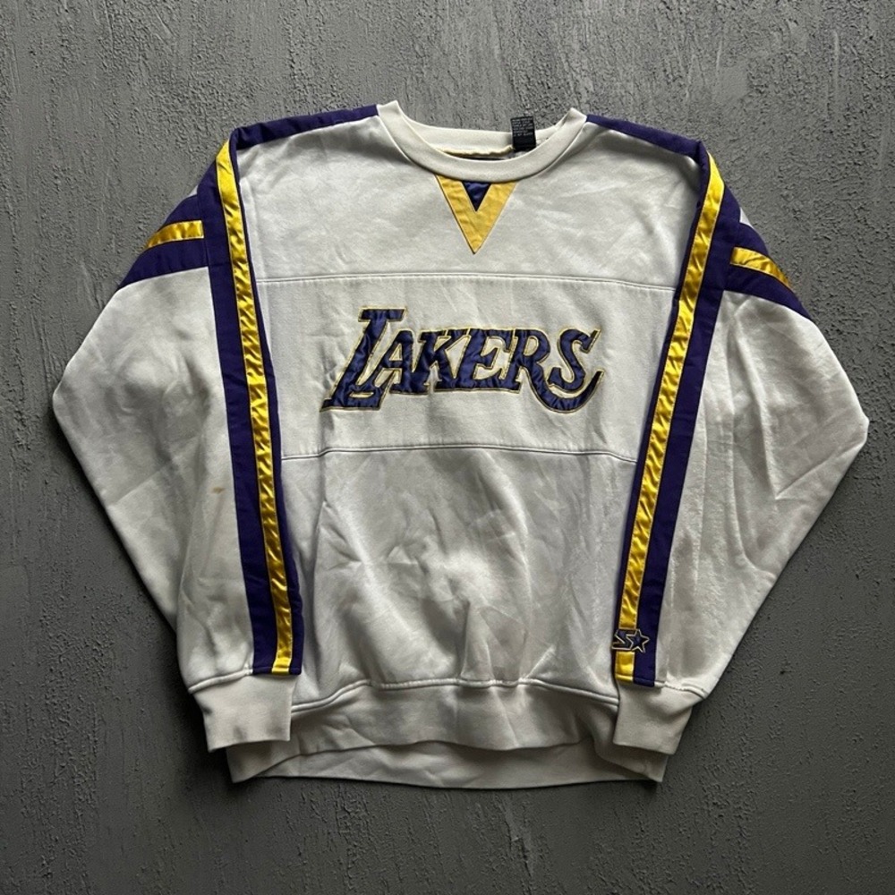 Vintage Starter Los Angeles Lakers Sweatshirt XL White 1980s NBA